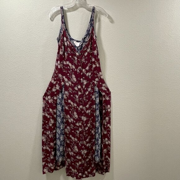 CINQUE à SEPT "Nathalia" 2 Piece Layered Silk Maxi Sundress, Burgundy/Blue - 10